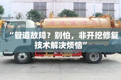 “管道故障？別怕，非開挖修復技術解決煩惱”