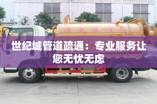 世紀城管道疏通：專業服務讓您無憂無慮