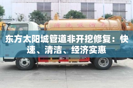 東方太陽城管道非開挖修復：快速、清潔、經濟實惠