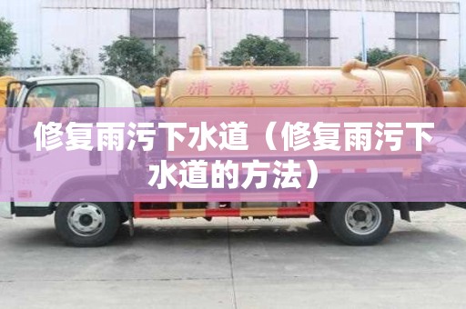 修復(fù)雨污下水道(修復(fù)雨污下水道的方法) 修復(fù)雨污下水道(修復(fù)雨污下水道的方法)