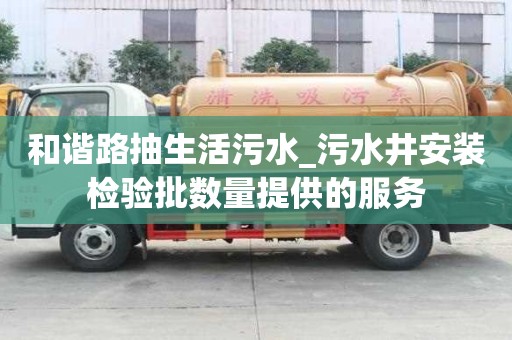 和諧路抽生活污水_污水井安裝檢驗批數量提供的服務