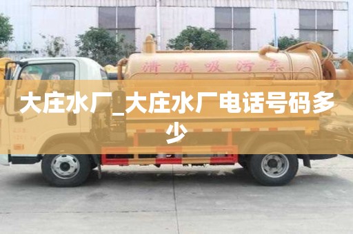 大莊水廠_大莊水廠電話號碼多少