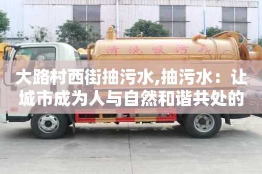 大路村西街抽污水,抽污水：讓城市成為人與自然和諧共處的美好家園