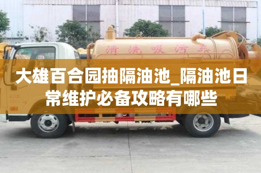 大雄百合園抽隔油池_隔油池日常維護必備攻略有哪些