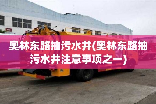 奧林東路抽污水井(奧林東路抽污水井注意事項之一)