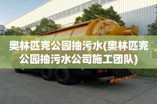 奧林匹克公園抽污水(奧林匹克公園抽污水公司施工團隊)