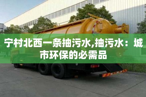 寧村北西一條抽污水,抽污水：城市環保的必需品
