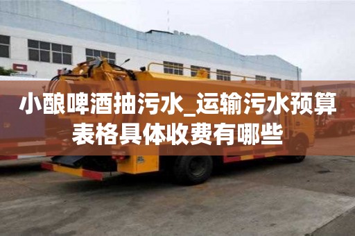 小釀啤酒抽污水_運輸污水預算表格具體收費有哪些