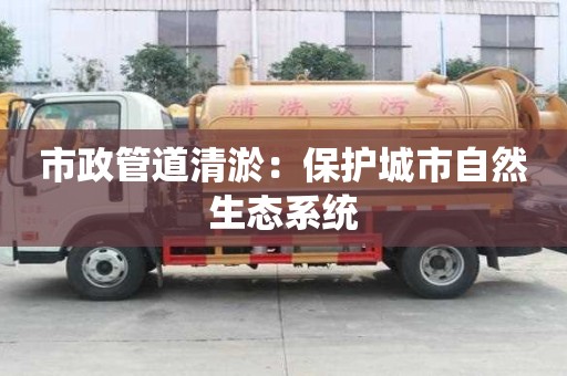 市政管道清淤：保護城市自然生態系統