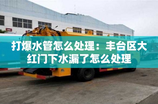 打爆水管怎么處理：豐臺區(qū)大紅門下水漏了怎么處理