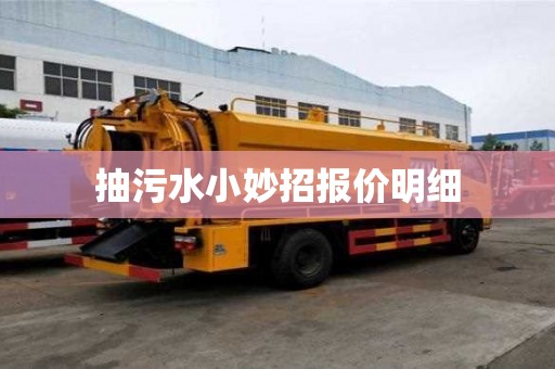 抽污水小妙招報價明細 抽污水小妙招報價明細