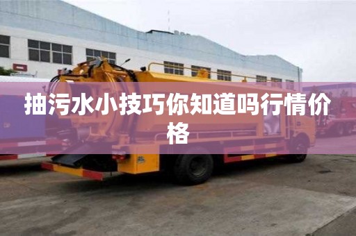 抽污水小技巧你知道嗎行情價格