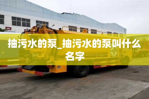 抽污水的泵_抽污水的泵叫什么名字