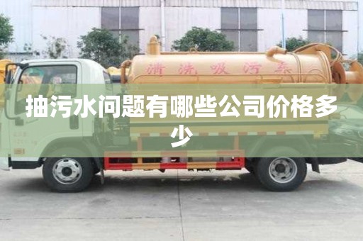 抽污水問題有哪些公司價格多少