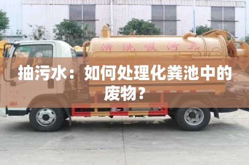 抽污水：如何處理化糞池中的廢物？