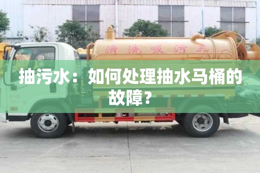 抽污水：如何處理抽水馬桶的故障？