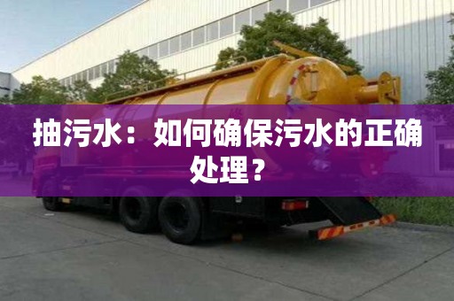 抽污水:如何確保污水的正確處理? 抽污水:如何確保污水的正確處理?