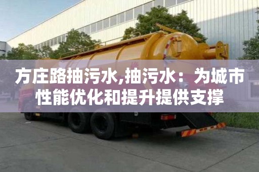 方莊路抽污水,抽污水：為城市性能優化和提升提供支撐