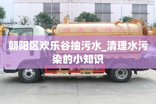 朝陽區歡樂谷抽污水_清理水污染的小知識