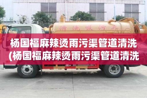 楊國福麻辣燙雨污渠管道清洗(楊國福麻辣燙雨污渠管道清洗提供的服務)