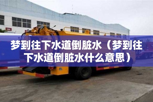 夢到往下水道倒臟水（夢到往下水道倒臟水什么意思）