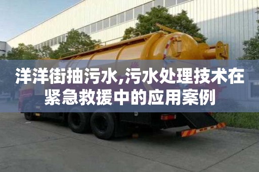 洋洋街抽污水,污水處理技術在緊急救援中的應用案例