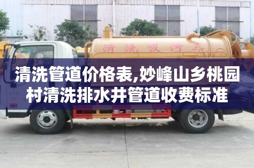 清洗管道價格表,妙峰山鄉桃園村清洗排水井管道收費標準