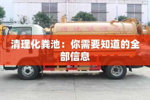 清理化糞池：你需要知道的全部信息