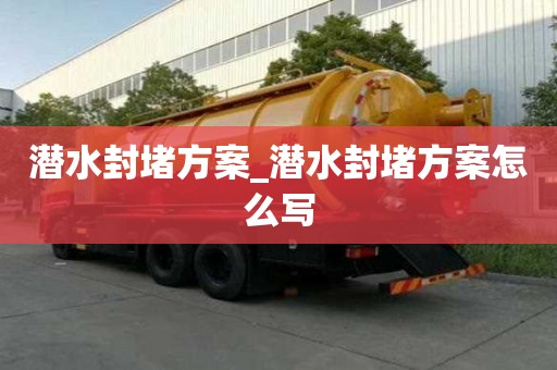 潛水封堵方案_潛水封堵方案怎么寫