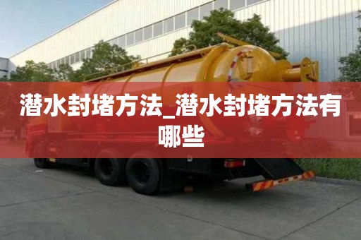 潛水封堵方法_潛水封堵方法有哪些