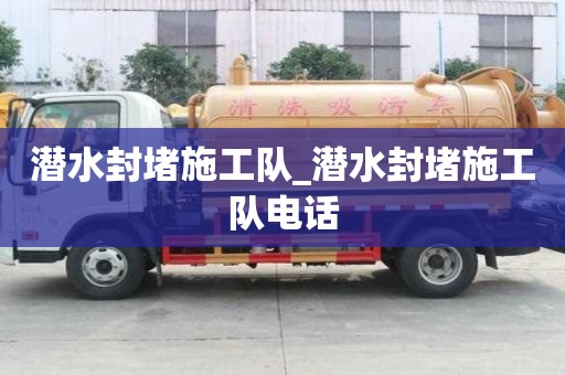 潛水封堵施工隊_潛水封堵施工隊電話