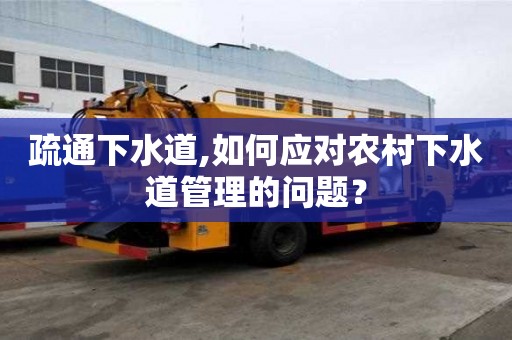 疏通下水道,如何應(yīng)對(duì)農(nóng)村下水道管理的問題？