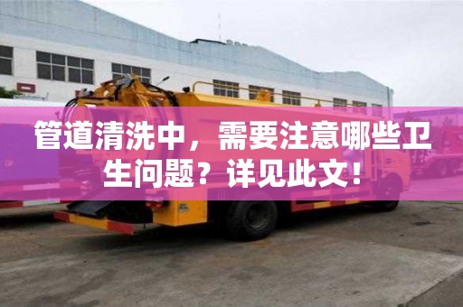 管道清洗中,需要注意哪些衛生問題?詳見此文! 管道清洗中,需要注意哪些衛生問題?詳見此文!