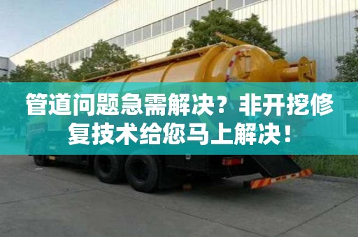管道問題急需解決？非開挖修復技術給您馬上解決！