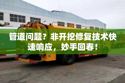 管道問題？非開挖修復技術快速響應，妙手回春！