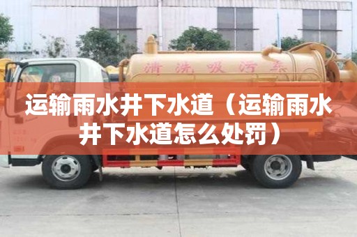 運輸雨水井下水道（運輸雨水井下水道怎么處罰）