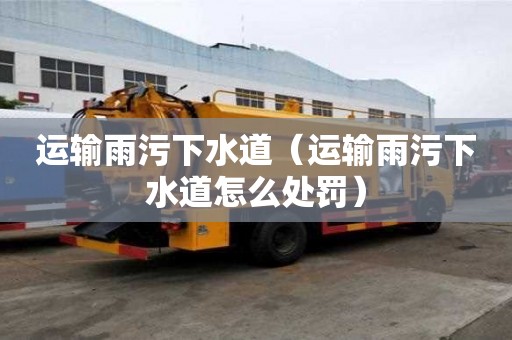 運輸雨污下水道（運輸雨污下水道怎么處罰）