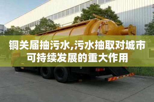 銅關屆抽污水,污水抽取對城市可持續發展的重大作用