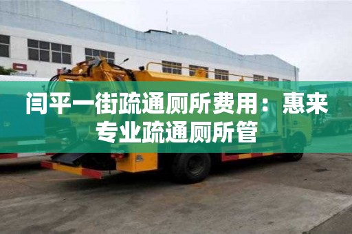 閆平一街疏通廁所費用：惠來專業疏通廁所管