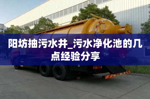 陽坊抽污水井_污水凈化池的幾點經驗分享