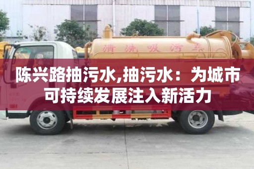 陳興路抽污水,抽污水：為城市可持續發展注入新活力