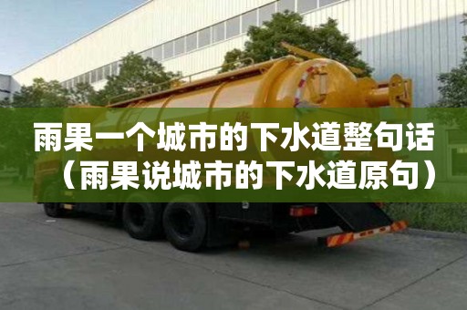 雨果一個城市的下水道整句話（雨果說城市的下水道原句）