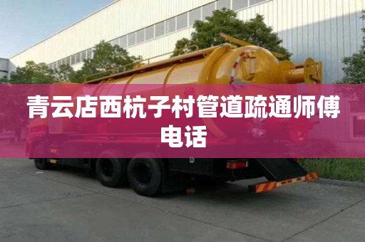 青云店西杭子村管道疏通師傅電話