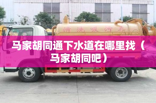 馬家胡同通下水道在哪里找（馬家胡同吧）