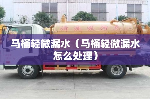 馬桶輕微漏水（馬桶輕微漏水怎么處理）