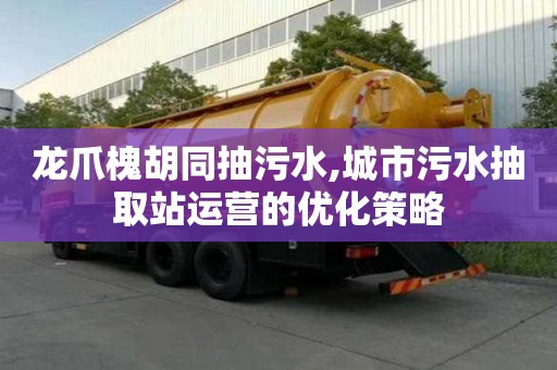 龍爪槐胡同抽污水,城市污水抽取站運營的優化策略